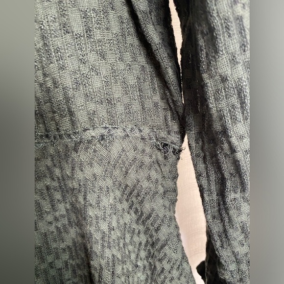 GRIZAS Crinkled Flared Hem Dress / Jacket Linen Cotton Blend Forest Green Small - Picture 8 of 13